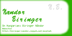 nandor biringer business card