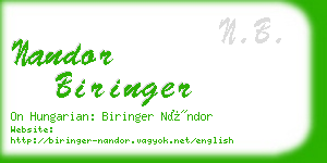 nandor biringer business card